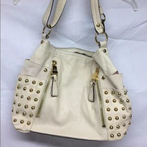 Makowsky Large Beige Leather Sachel Handbag